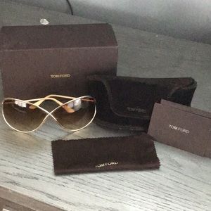 Tom Ford Sunglasses- gold frame, brown lens
